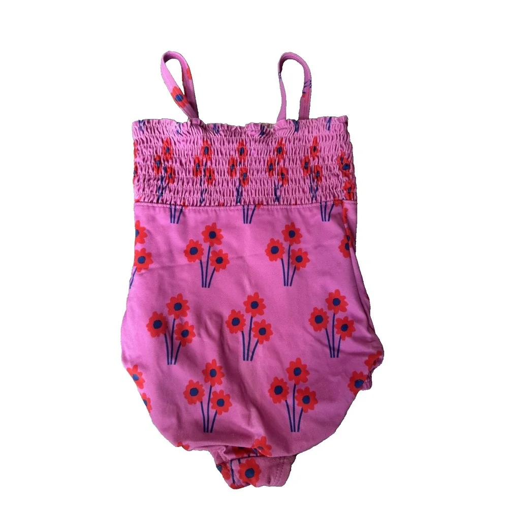 Hanna Andersson Girls Pink Floral‎ Poppy Toddler One Piece Bathing Suit Sz 3T